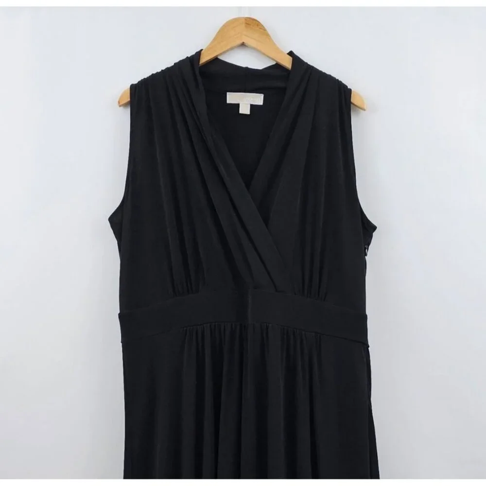 Michael Kors Maxi Dress 2X Black Sleeveless Stretchy Flowy Classic Travel Office
